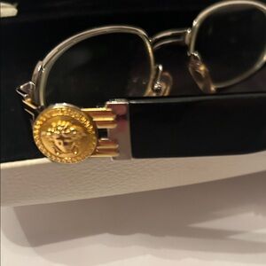 Versace  Glasses with Black Frame and Gold Medallion